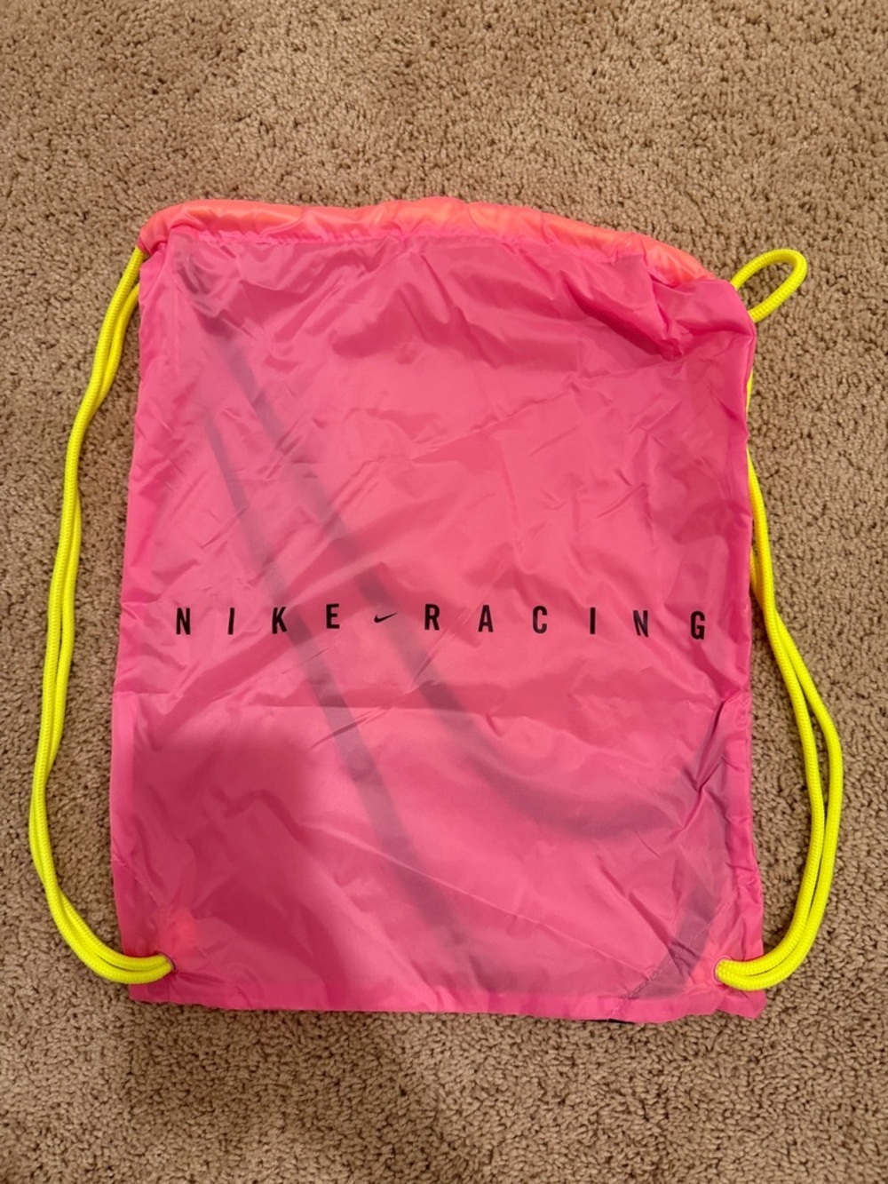 Nike Pink Drawstring Gym Sack with Neon Yellow Cords